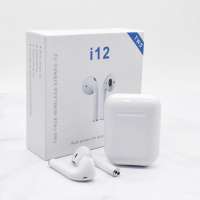 Hot selling twins touch i12 V5.0 TWS stereo earbuds i12 tws earphone i12 headphone with charging case wireless charging TWS